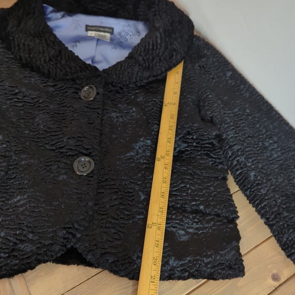 Retro Black Wool Blend Faux Persian Lambswool Short Coat Formal Dressy - Picture 10 of 15